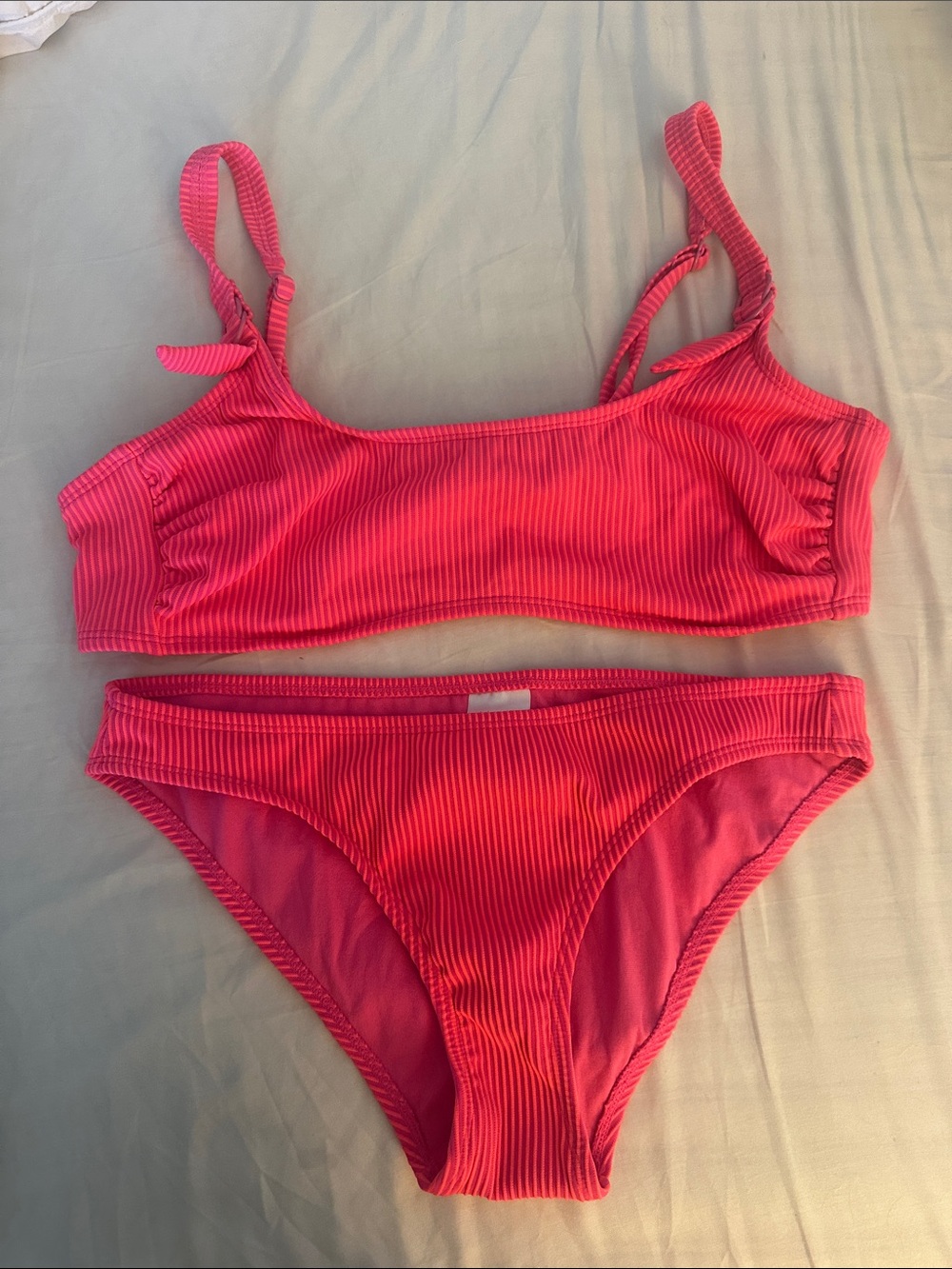 Xhilaration Pink Ribbed Bikini- Med bottoms, XL top (top fits like a medium)
